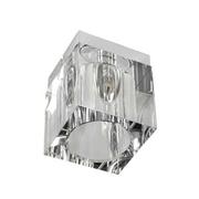 Lampy sufitowe - PLAFON CUBO CLARO srebrny z kryształowym kloszem styl glamour - miniaturka - grafika 1