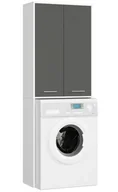Szafki łazienkowe - Szafka łazienkowa nad pralkę z półkami biały + grafit - Valuro - miniaturka - grafika 1