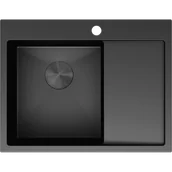 Zlewozmywaki - Mexen Exar zlewozmywak stalowy 1-komorowy z ociekaczem lewy 620 x 480 mm, czarny - 6431621005L-70 - miniaturka - grafika 1