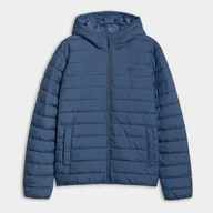 Kurtki męskie - Męska kurtka puchowa z kapturem 4F 4FWAW25TDJAM598-32S Niebieski L - miniaturka - grafika 1