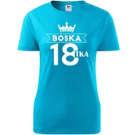 Koszulki i topy damskie - Damska Koszulka z Nadrukiem Boska 18 Prezent na Urodziny dla Dziewczyny turkusowy M - miniaturka - grafika 1