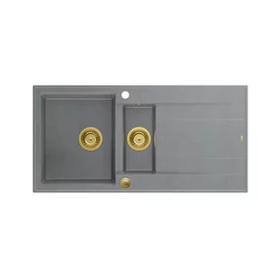 QUADRON Zlewozmywak EVAN 156 szary, elementy złote, k.pneum. HQE5510050U5_PVDG1_P2O0 - Zlewozmywaki - miniaturka - grafika 1