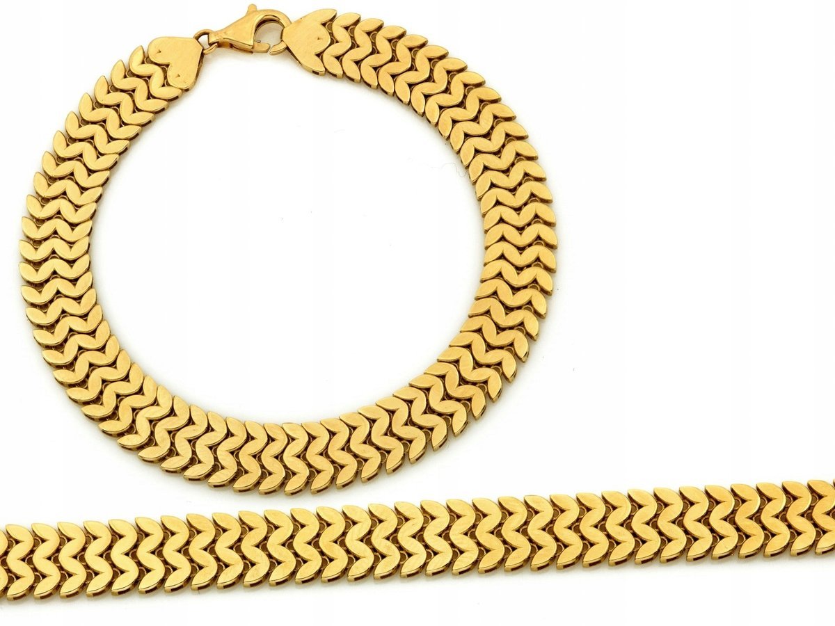 Szeroka złota bransoletka z ruchomych elementów 19cm na prezent 9.36g