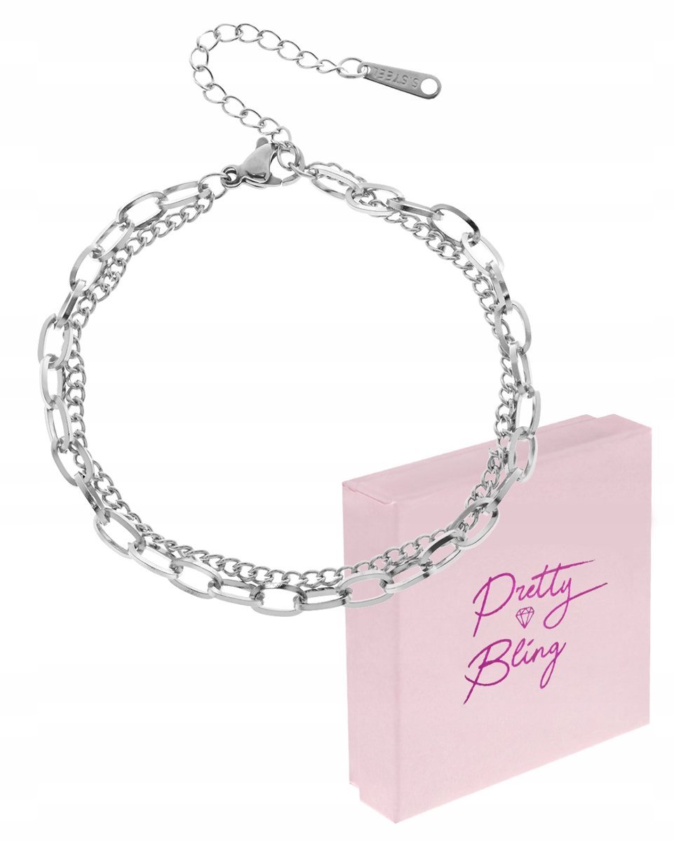 Bransoletka damska podwójna PANCERKA ankier subtelna regulowana STAL 316L