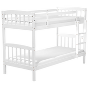 Łóżka dla dzieci i młodzieży - Beliani Łóżko piętrowe drewniane białe 90 x 200 cm REVIN - miniaturka - grafika 1