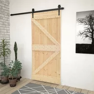 Drzwi wewnętrzne - Drzwi przesuwne z osprzętem, 80x210 cm, lite drewno sosnowe | 3057486 VIDAXL - miniaturka - grafika 1