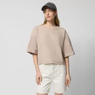 Koszulki sportowe damskie - Damski t-shirt basic Outhorn OTHWSS24TTSHF1485 - beżowy - miniaturka - grafika 1