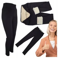 Spodnie damskie - Spodnie Damskie Ocieplane Legginsy Termoaktywne Zimowe Czarne 4XL/5XL fd4 - miniaturka - grafika 1