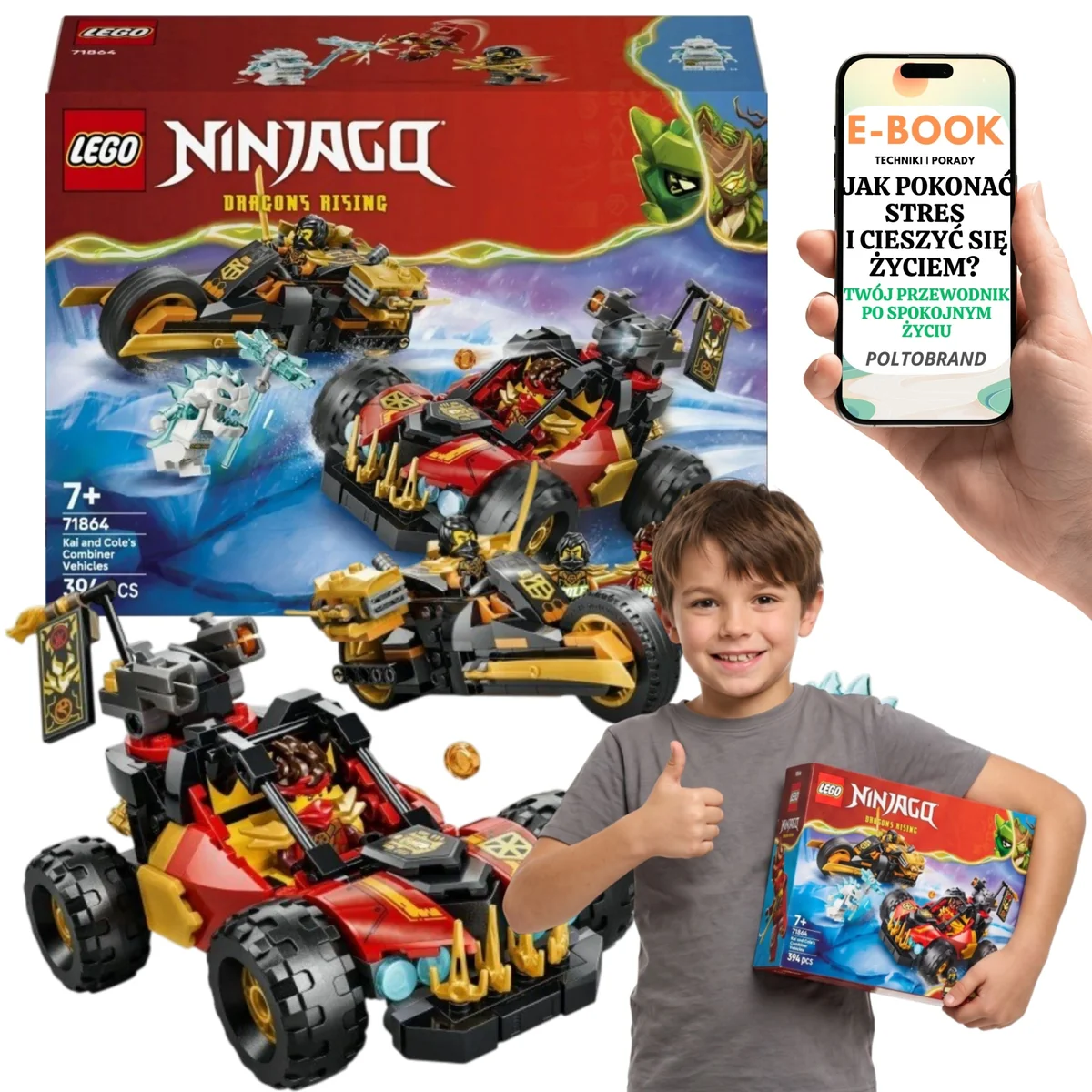 LEGO NINJAGO Łazik i Motocykl Kaia i Cole'a 71864