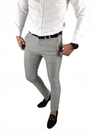 Spodnie męskie - Spodnie wizytowe slim chino gładkie szare - popielate DJ05 - W38 - miniaturka - grafika 1