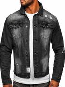 Kurtki męskie - Czarna jeansowa kurtka męska Denley MJ511G - miniaturka - grafika 1