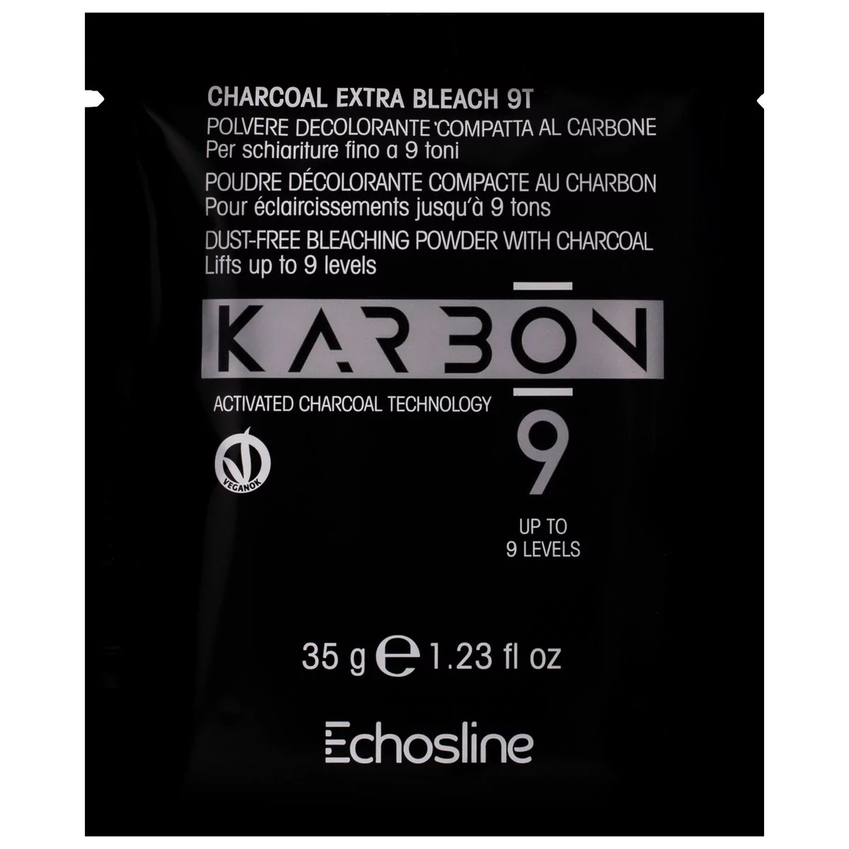Echosline, Karbon 9, Wegański rozjaśniacz w proszku z aktywnym węglem, rozjaśnia nawet do 9 tonów, saszetka, 35 g