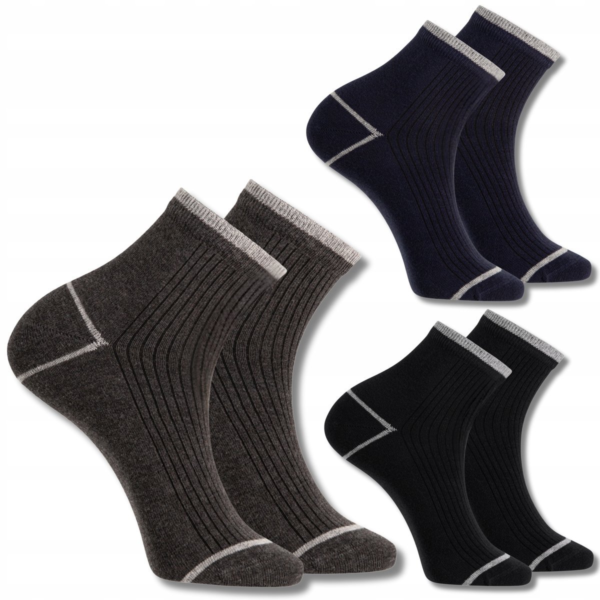 BAWEŁNIANE MOCNE SPORTOWE SKARPETY MĘSKIE SKARPETKI STOPKI 3PAK MORAJ 43-45