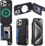 Etui i futerały do telefonów - Etui na telefon iPhone 15 Pro Magsafe Zipper RFID Wallet All-inclusive Shockrpoof czarny - miniaturka - grafika 1