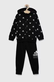 Dresy i komplety dla dziewczynek - adidas dres dziecięcy LK BLUV FT kolor czarny - grafika 1