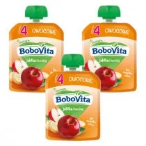 BoboVita Mus jabłka i banany po 4 miesiącu Zestaw 3 x 80 g - Desery dla dzieci - miniaturka - grafika 1
