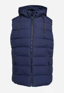 Kamizelki męskie - Granatowa Pikowana Kamizelka z Kapturem z Możliwością Odpięcia Corintina - miniaturka - grafika 1