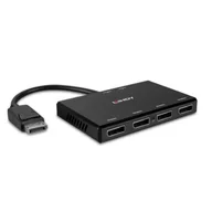 Huby USB - Lindy 38431 huby i koncentratory DisplayPort Czarny - miniaturka - grafika 1