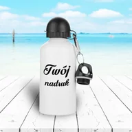 Butelki termiczne - Bidon metalowy biały 500 ml z Twoim nadrukiem /dwie nakrętki/ - miniaturka - grafika 1