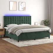 Łóżka - Łóżko kontynentalne z materacem i LED zielony aksamit 200x200cm Lumarko! - miniaturka - grafika 1