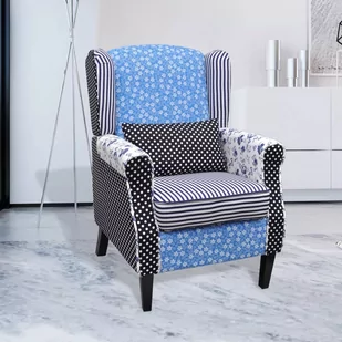 vidaXL Patchworkowy fotel, rustykalny - Fotele - miniaturka - grafika 1