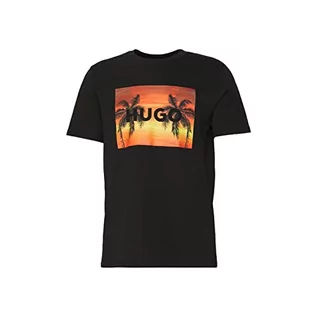 Koszulki męskie - HUGO Męski T-shirt Dulive_U232, czarny 1, M, czarny (Black1), M - grafika 1