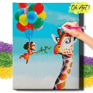 Zabawki kreatywne - DIAMOND PAINTING 5D z RAMĄ Żyrafa i dziewczynka Haft Diamentowy 30x40 Mozaika Zwierzęta Dla dzieci Oh Art! - miniaturka - grafika 1