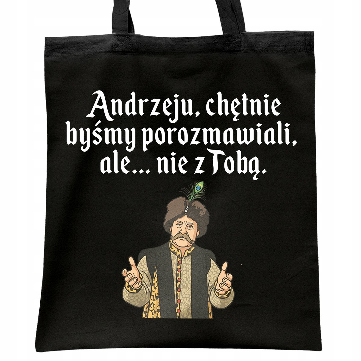 Torba bawełniana czarna na zakupy 1670 Chętnie Byśmy Porozmawiali