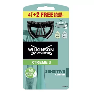 Wilkinson Sword Xtreme 3 Sensitive maszynki jednorazowe Aloe Vera 4 + 2 Ks - Pozostałe kosmetyki - miniaturka - grafika 1