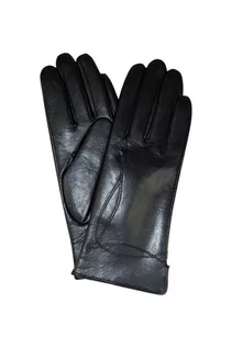 Rękawiczki - Rękawiczki damskie skórzane - czarne - grafika 1