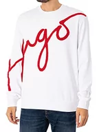 Bluzy męskie - HUGO bluza męska dirafa, White100, XL - miniaturka - grafika 1
