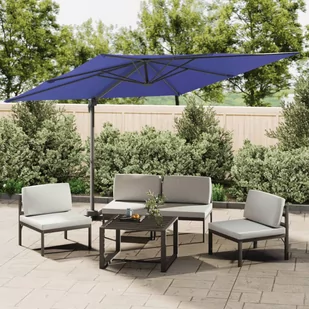 vidaXL Parasol wiszący na aluminiowym słupku, lazurowy, 400x300 cm - Parasole ogrodowe - miniaturka - grafika 1
