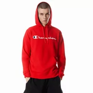 Koszulki sportowe męskie - Męska bluza dresowa nierozpinana z kapturem Champion Legacy Hooded Sweatshirt - czerwona - CHAMPION - miniaturka - grafika 1