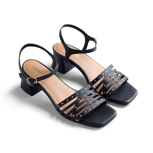 GIOSEPPO Damski pasek Bais T-Strap, czarny/biały, 6 UK