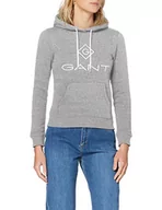 Bluzy damskie - GANT Damska bluza z kapturem Lock Up Sweat, szary melanż, L - miniaturka - grafika 1
