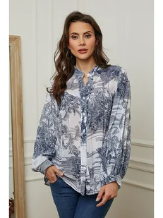 Plume Bluzka "Kolel" w kolorze biało-granatowym - Bluzki damskie - miniaturka - grafika 1