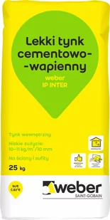 Tynk cementowo-wapienny Weber Inter IP 25 kg, maszynowy lekki - Tynki - miniaturka - grafika 1