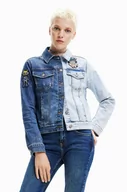 Kurtki damskie - Desigual kurtka jeansowa damska kolor niebieski przejściowa - miniaturka - grafika 1