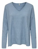 Swetry damskie - ONLY SWETER DAMSKI NIEBIESKI LAZUR Z DEKOLTEM SEREK S JQA - miniaturka - grafika 1