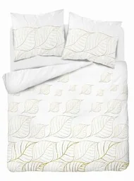 Detexpol Pościel satynowa 180x200 Biała złote liście 4815 B Home Satin 58 - Pościel - miniaturka - grafika 1