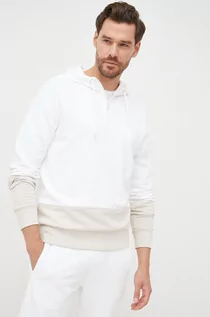 Bluzy męskie - Calvin Klein bluza bawełniana męska kolor biały z kapturem z nadrukiem - grafika 1