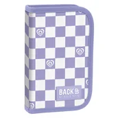 Piórniki - Derform, piórnik backup 6 model pojedynczy z wyposażeniem szachownica fiolet - miniaturka - grafika 1