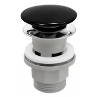 Korki do umywalek - FERRO S288PPCB-B Zawór spustowy z przelewem, click-clack, 5/4", PP, ceramiczny czarny - miniaturka - grafika 1