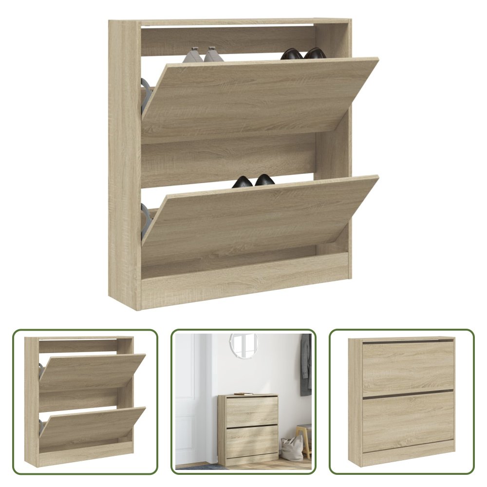 The Living Store szafka na buty dąb sonoma 80x21x87,5 cm materiał drewnopochodny