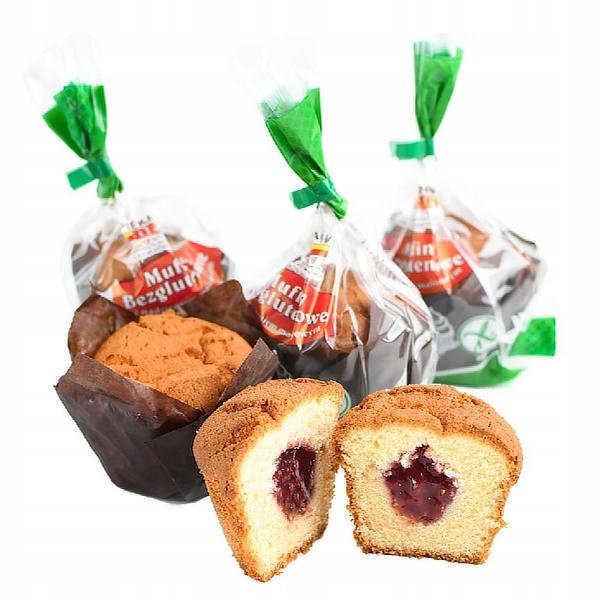 Bezglutenowe muffinki z nadzieniem malinowym świeże 110g Piekarnia Hert