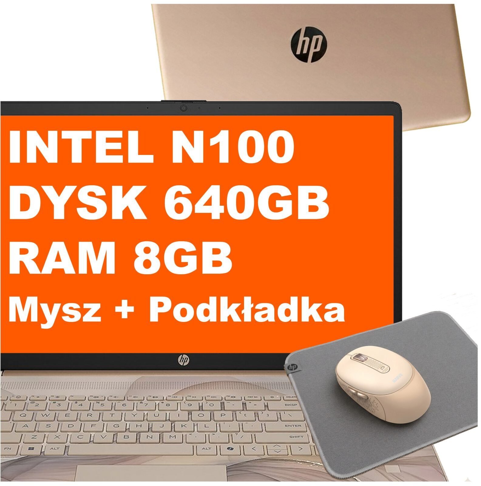 HP 17-cn3164ds / BS6W5UA / Intel N100 / 8GB / 640GB / Intel UHD / HD+ / Mysz / Podkładka / Win 11 / Chai Latte