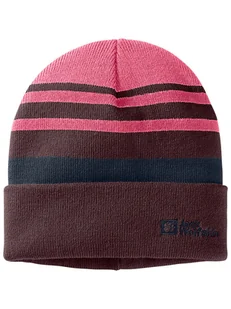 Jack Wolfskin Czapka beanie "Stripy" w kolorze różowo-czerwonym - Czapki damskie - miniaturka - grafika 1