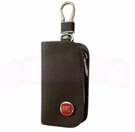 Etui na klucze - SKÓRZANE ETUI na klucze FIAT logo KLUCZYK brelok ELEGANCKI brąz - miniaturka - grafika 1