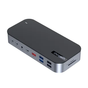 HUB Adapter M52 USB-C USB-A hdmi vga dp sd tf RJ45 aux PD szary - Adaptery i przejściówki - miniaturka - grafika 1