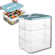 Klocki - PUDEŁKO NA KLOCKI POJEMNIK NA LEGO PLASTIKOWE Z PRZEGRÓDKAMI 3 POZIOM [DG-PK1-3W] - miniaturka - grafika 1